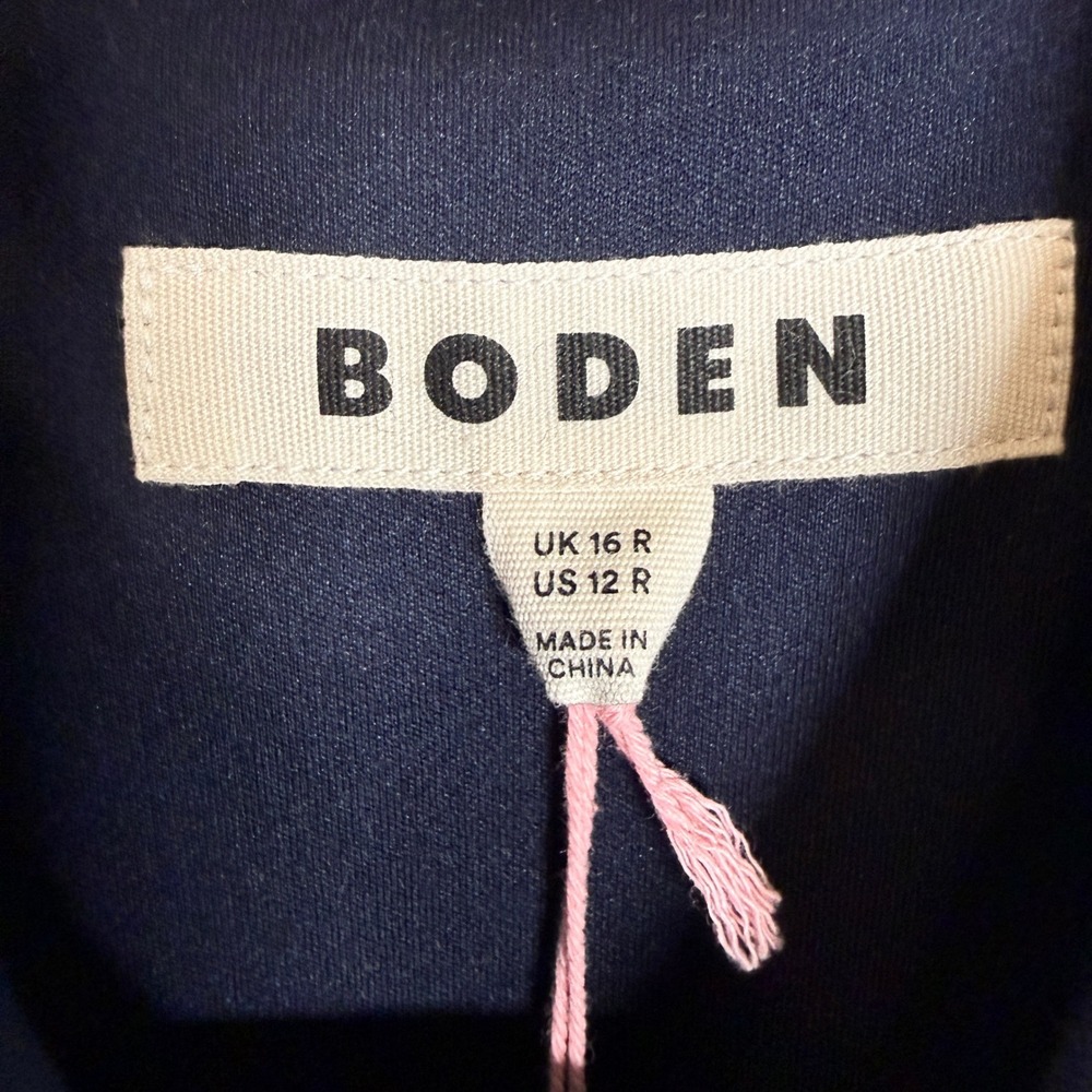 Boden Navy Blue Contrast Stitch Belted Midi Shirt Dress Womens 12R UK 16R - Picture 4 of 9